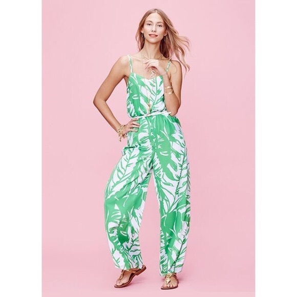 Lilly Pulitzer Boom Boom Green Leaf Jumpsuit - Picture 1 of 4